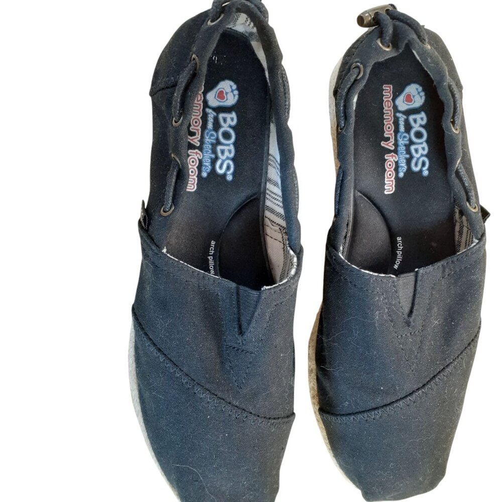 Bobs from Skechers Espadrilles Shoes Womens Size 8.5 Black Slip On Memory Foam